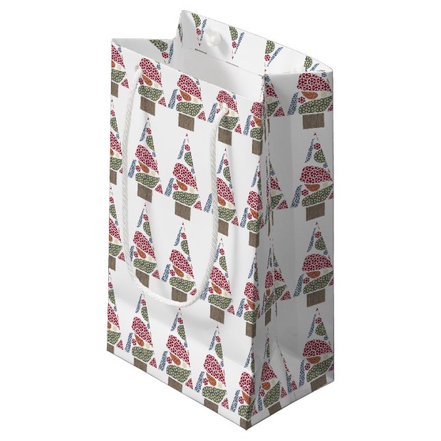 Snowflake Teardrops Tree Small Gift Bag (Front Angled)
