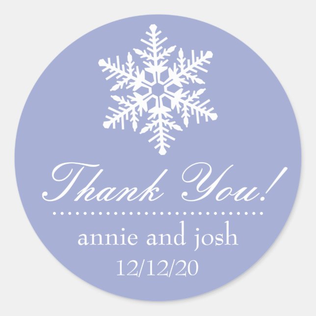 Snowflake Thank You Labels (Purple) (Front)