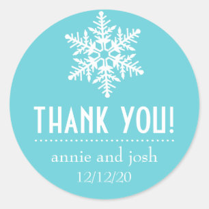 Snowflake Thank You Labels (Teal)