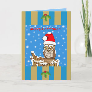Snowflake the Owl at Christmas Holiday Card