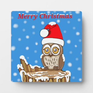 Snowflake the Owl at Christmas Plaque