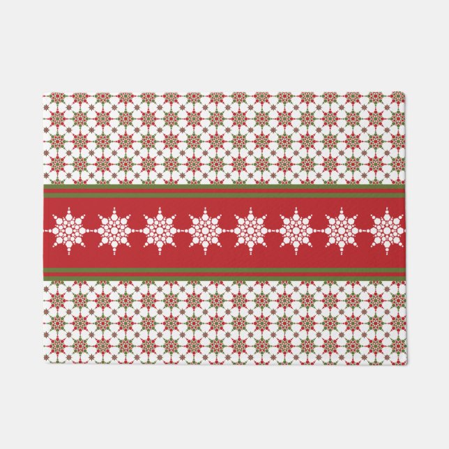 Snowflake Theme Winter Pattern Holiday Christmas Doormat (Front)