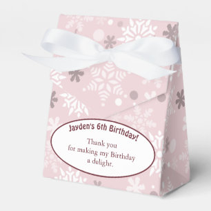 Snowflake-Themed 6th Birthday Party Pale Pink Favor Box
