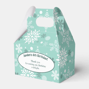 Snowflake-Themed 6th Birthday Party Turquoise-Blue Favor Box