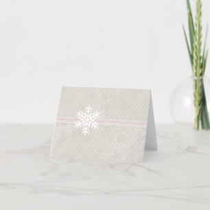 Snowflake Tiny Heart Stripe Winter Holiday Card