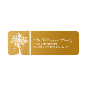 Snowflake Tree Holiday Address Labels (gold)