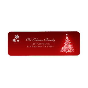 Snowflake Tree Holiday Address Labels (red)
