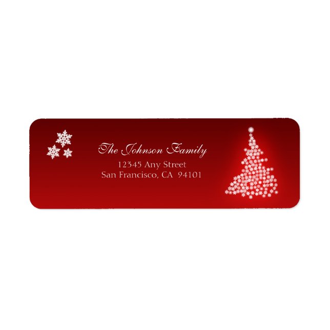Snowflake Tree Holiday Address Labels (red) (Front)