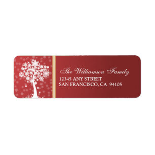 Snowflake Tree Holiday Address Labels (red)