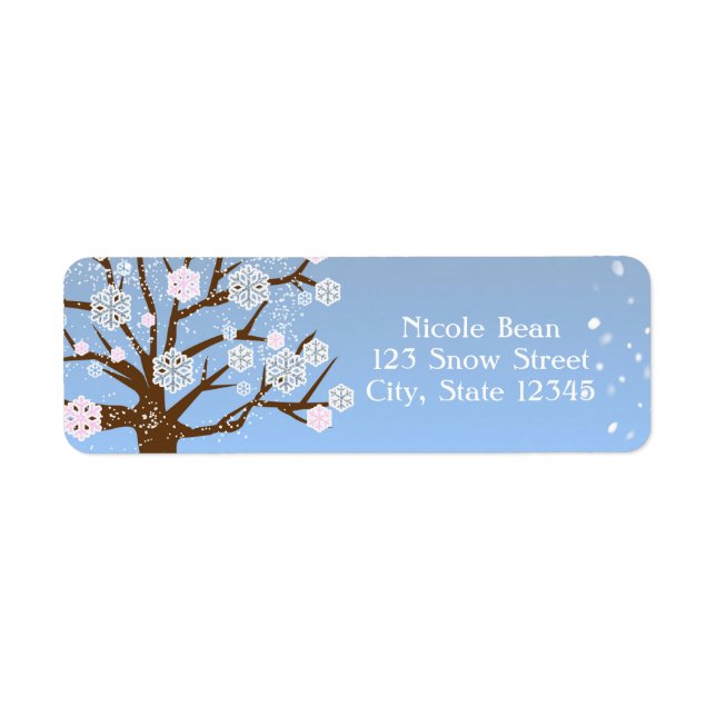 Snowflake Tree Winter Wonderland Pink Labels (Front)