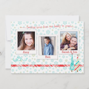Snowflake & Trees Holiday Photo Card Template