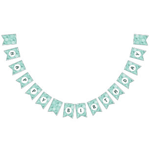 Snowflake Turquoise-Blue Happy Birthday Bunting Flags