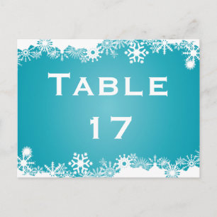 Snowflake turquoise numéro de table de mariage d'h