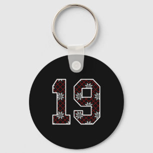 Snowflake Ugly Christmas Number 19 Uniform #19 Jer Keychain
