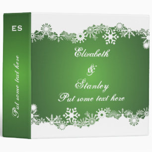 Snowflake vert blanc mariage d'hiver classeur