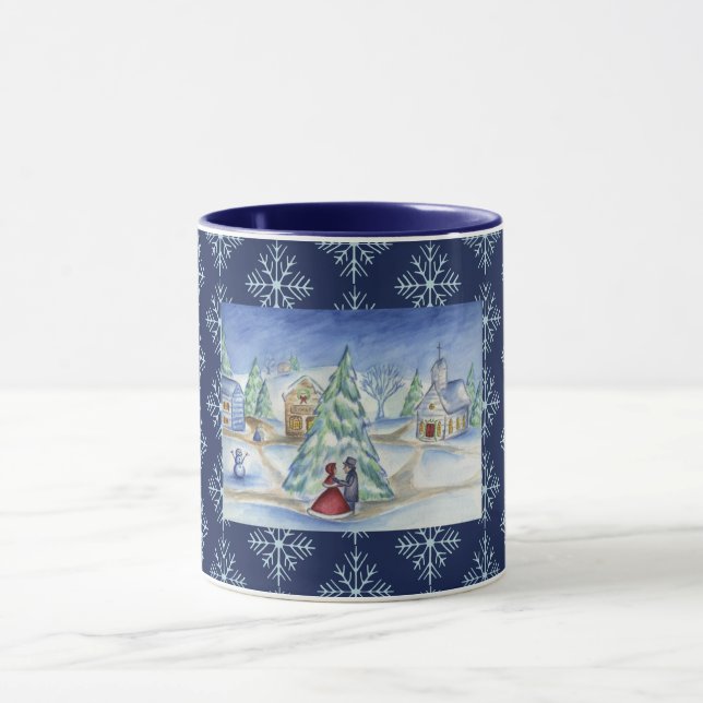 Snowflake Village de Noël Café Mug Cadeau (Centre)