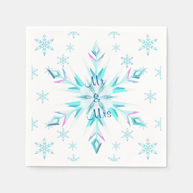 Snowflake Wedding Napkins (Front)