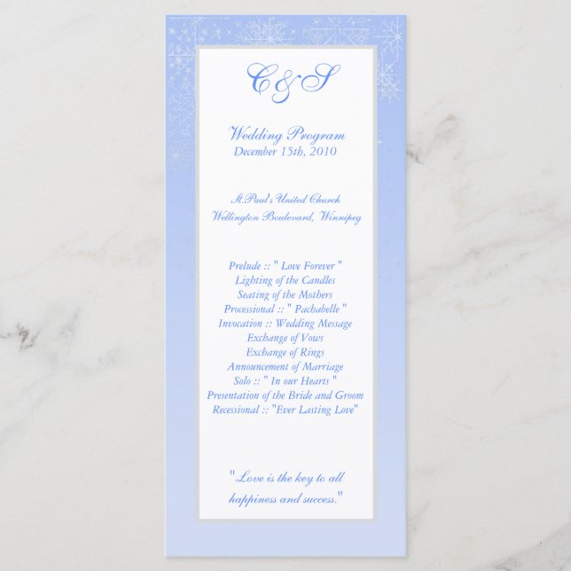 Snowflake Wedding Programs (Front)