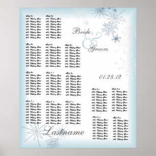 Snowflake Wedding Seating Chart Ice Blue