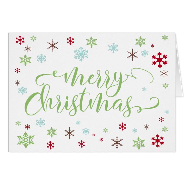 Snowflake Whimsy, Apple Green Merry Christmas Type (Front Horizontal)