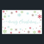 Snowflake Whimsy Merry Christmas, Robin's Egg Blue Sticker<br><div class="desc">Send your Christmas greetings with style! Using a fresh, modern palette with a retro vibe, this whimsical design was created for those who enjoy trends but appreciate a unique flavour. The words "Merry Christmas" are rendered in a swirling calligraphy font, in robin's egg blue. Around the words are snowflakes in...</div>