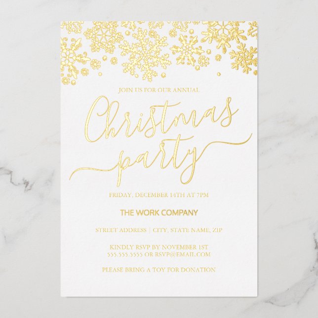 Snowflake White Gold Corporate Christmas Party  (Front)