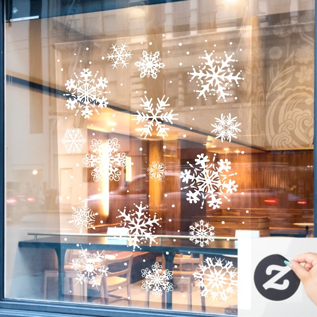 Snowflake window decals, winter  cling (Cafe Window)