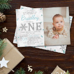 Snowflake Winter 1st Birthday Photo Invitation<br><div class="desc">Celebrate in style with these trendy 1st birthday invitations. This design is easy to personalize with your special event wording and your guests will be thrilled when they receive these fabulous invites.</div>