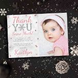 Snowflake Winter 1st Birthday Photo Thank You Card<br><div class="desc">Say thank you in style with these trendy birthday thank you cards. The template wording and photo is easy to personalize and your family and friends will be thrilled when they receive these fabulous thank yous.</div>