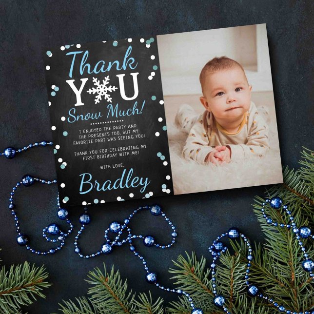 Snowflake Winter 1st Birthday Thank You Foil Cards (Creator Uploaded)