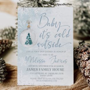 Snowflake Winter baby shower Boy Baby it's cold  Invitation