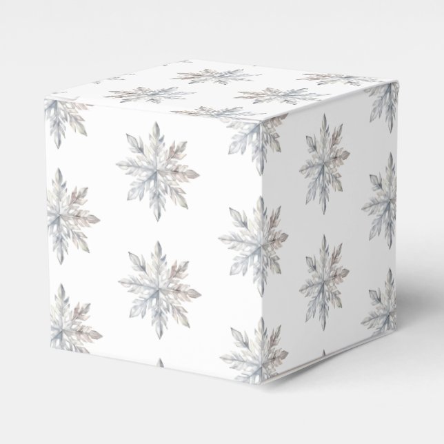 Snowflake Winter Baby Shower Favor Box (Front Side)