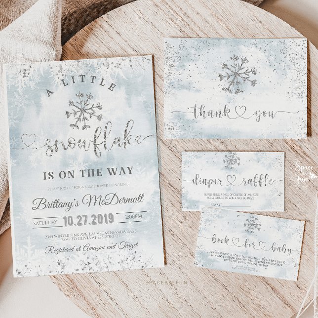 Snowflake Winter Baby Shower Invitation (Little Snowflake Baby Shower, winter baby shower invitation, snowflake baby shower invitation, baby )