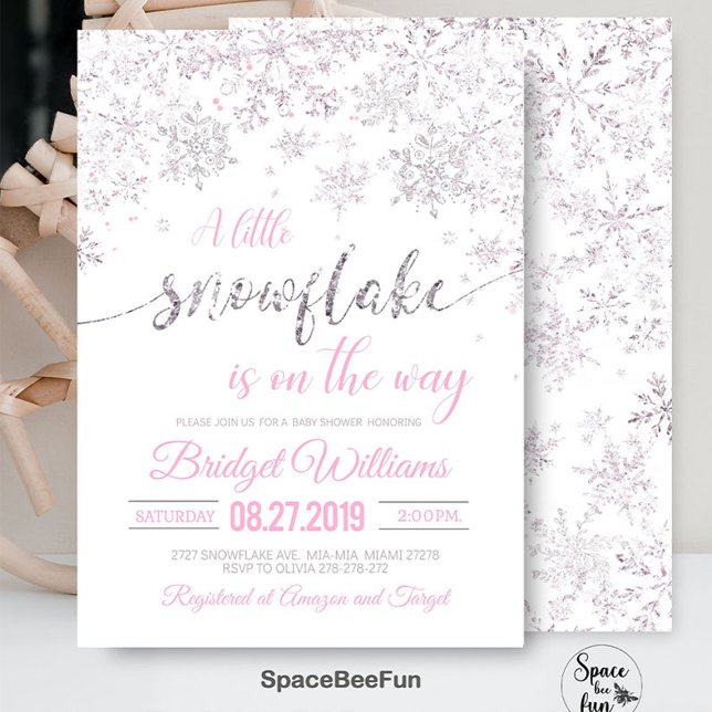 Snowflake Winter Baby shower  Invitation (snowflake baby shower,winter baby shower,baby shower,snowflake theme,winter wonderland baby shower,b)