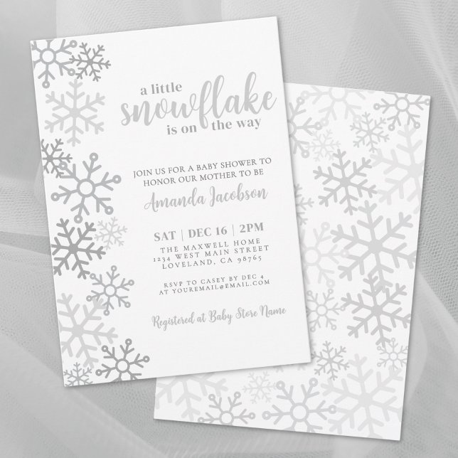 Snowflake Winter Baby Shower Invitation (Snowflake Winter Baby Shower Invitation)