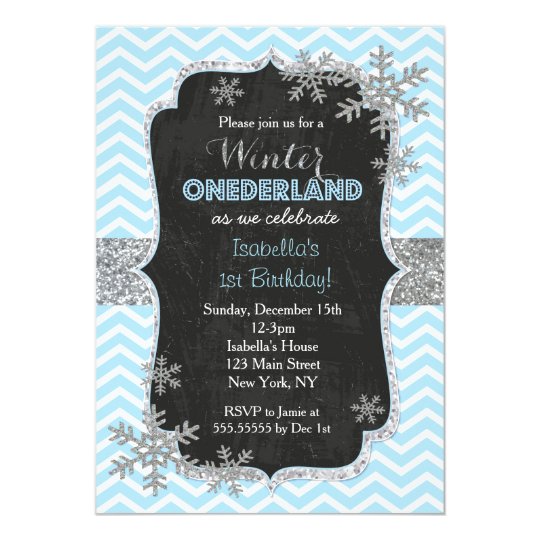 Snowflake Winter Birthday Party Invitations