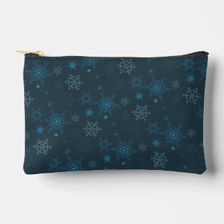 Snowflake winter blue seamless pattern accessory pouch