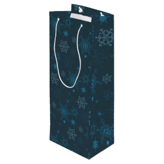 Snowflake winter blue seamless pattern wine gift bag