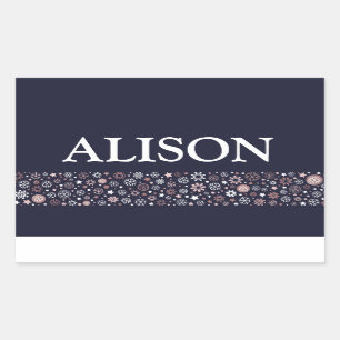 Snowflake winter blue white and pink name text sticker
