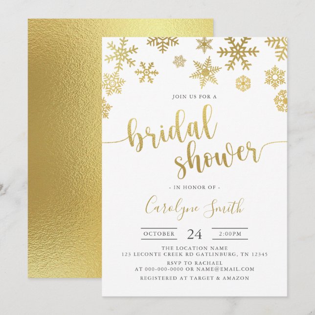 Snowflake Winter Bridal Shower Invitation (Front/Back)