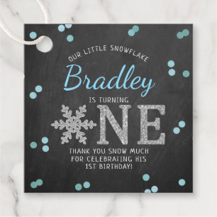 Snowflake Winter Chalkboard 1st Birthday Favour Tags