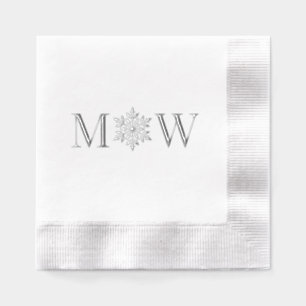 Snowflake Winter Couple Wedding 2 Initial Monogram Foil Napkins