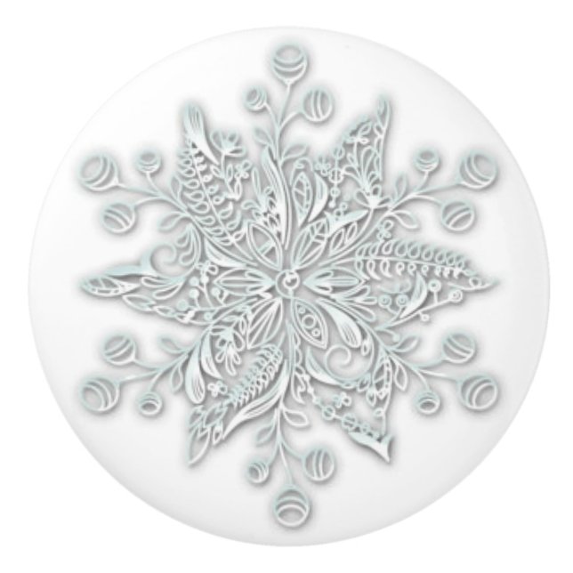 Snowflake Winter Decor Modern Ceramic Knob (Front)