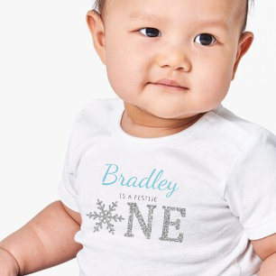 Snowflake Winter "Festive One" 1st Birthday Baby T-Shirt