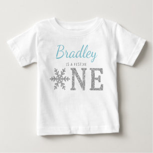 Snowflake Winter "Festive One" 1st Birthday Baby T-Shirt