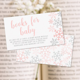 Snowflake Winter Girl Books For Baby Shower Enclosure Card