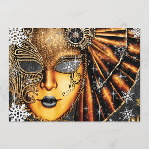 Snowflake Winter New Years Masquerade Party Invitation