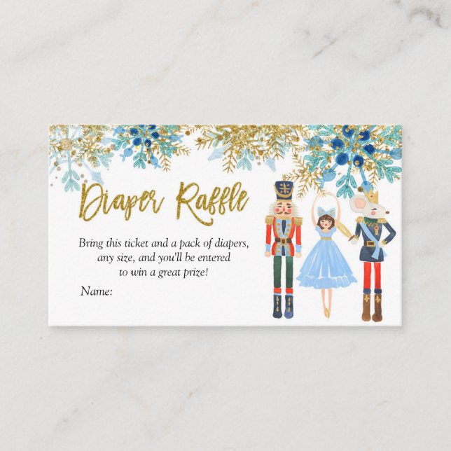 Snowflake Winter Nutcracker Diaper Raffle Enclosure Card (Front)