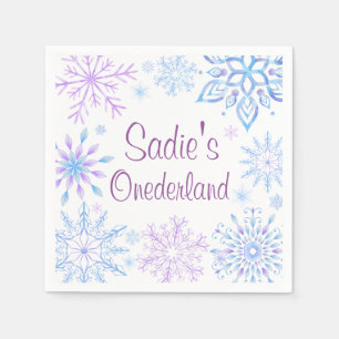 Snowflake Winter One-Derland First Birthday Napkin