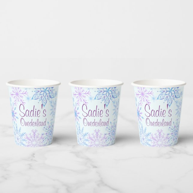 Snowflake Winter One-Derland First Birthday Paper  Paper Cups (Multi)